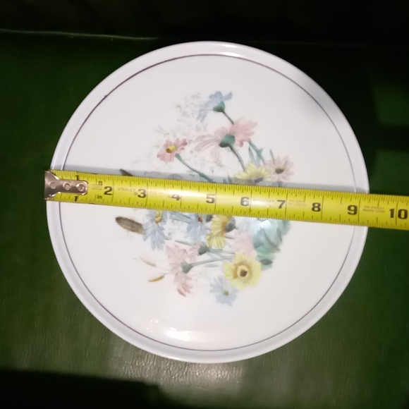 Vintage Hand Painted Milk Glass Pedestal Cake Stand Plate Floral - Picture 6 of 10